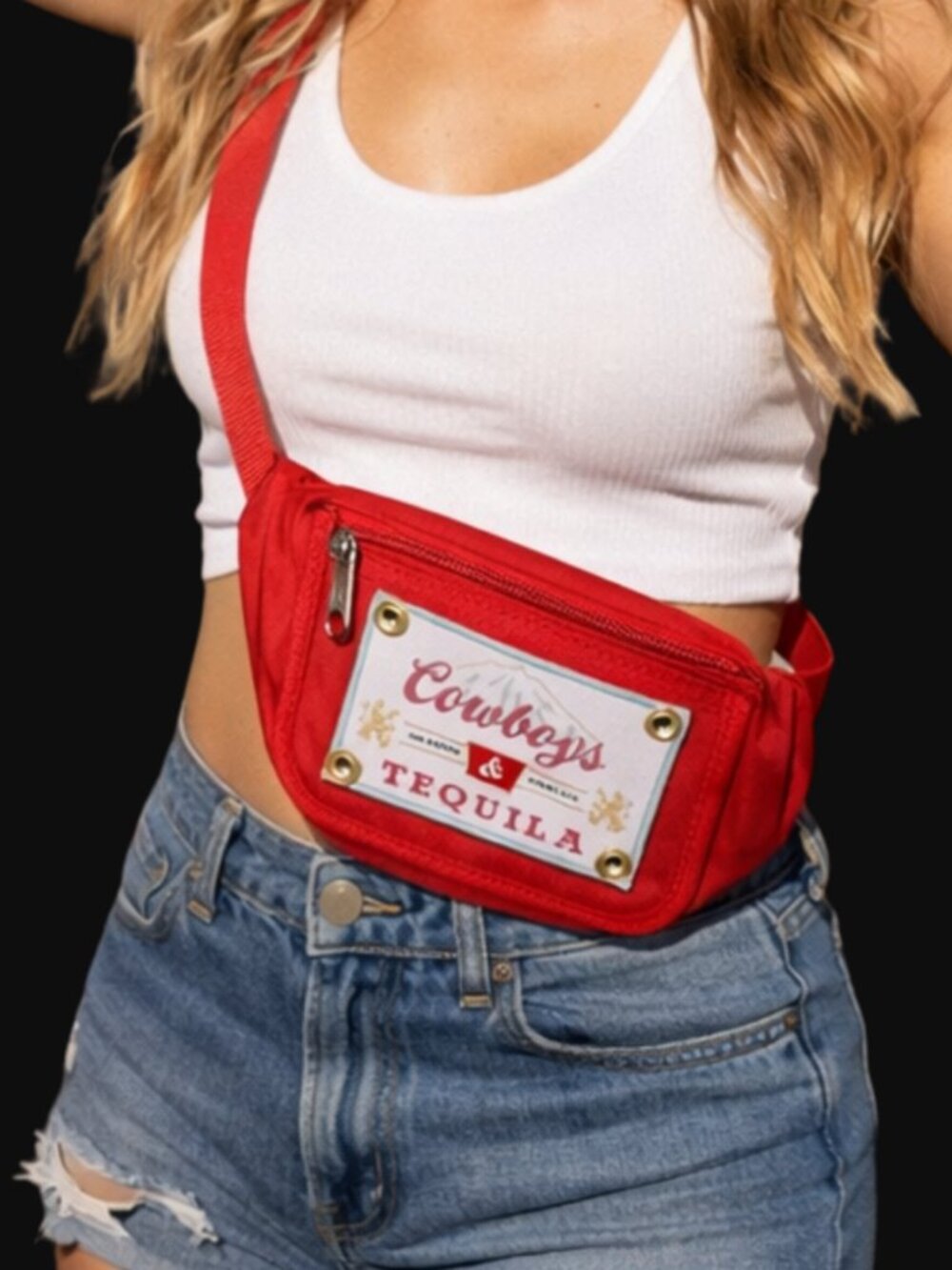 Cowboys & Tequila Red Fanny Pack Belt Bag Western Festival Crossbody |Statement